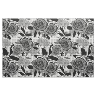 Naadloze retro monochromeflorale rozen stroom stof