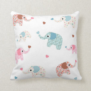 Naadloze retro-olifant kinder patroon achtergrond kussen