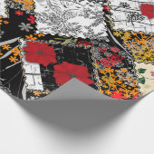 Naadloze retro patchwork-papavers cadeaupapier (Hoek)