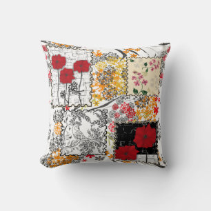 Naadloze retro  patchwork-papavers kussen