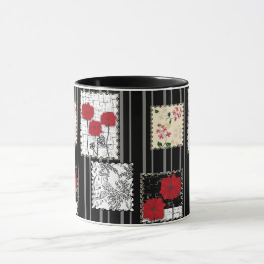 Naadloze retro  patchwork-papavers mok (Midden)