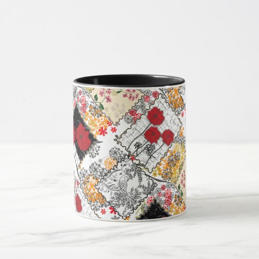 Naadloze retro  patchwork-papavers mok (Midden)