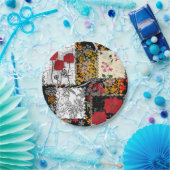 Naadloze retro  patchwork-papavers papieren bordje (Feest)