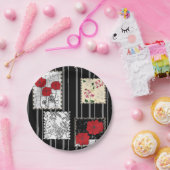 Naadloze retro  patchwork-papavers papieren bordje (Feest)