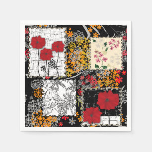 Naadloze retro patchwork-papavers servet
