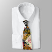 Naadloze retro patchwork-papavers stropdas (Gebonden)