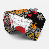 Naadloze retro patchwork-papavers stropdas (Opgerold)