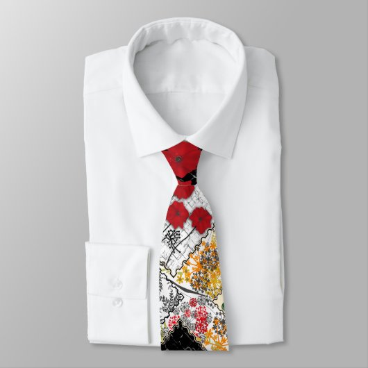 Naadloze retro  patchwork-papavers stropdas (Gebonden)