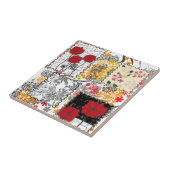 Naadloze retro  patchwork-papavers tegeltje (Zijkant)