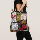 Naadloze retro  patchwork-papavers tote bag (Dichtbij)
