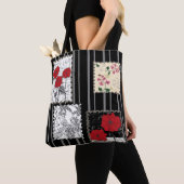 Naadloze retro  patchwork-papavers tote bag (Dichtbij)