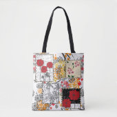 Naadloze retro patchwork-papavers tote bag (Voorkant)