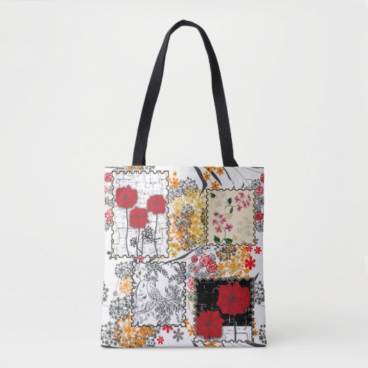 Naadloze retro  patchwork-papavers tote bag (Voorkant)
