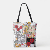 Naadloze retro  patchwork-papavers tote bag (Achterkant)