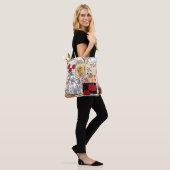 Naadloze retro  patchwork-papavers tote bag (Op model)