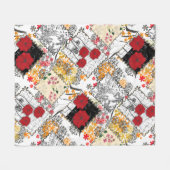 Naadloze retro patchwork-patches fleece deken (Voorkant (Horizontaal))