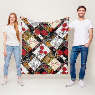 Naadloze retro  patchwork-patches fleece deken