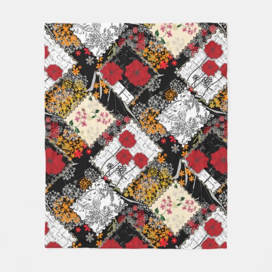 Naadloze retro  patchwork-patches fleece deken (Voorkant)