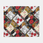 Naadloze retro  patchwork-patches fleece deken (Voorkant (Horizontaal))