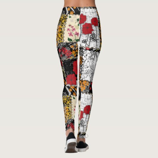 Naadloze retro  patchwork-patches leggings (Achterkant)