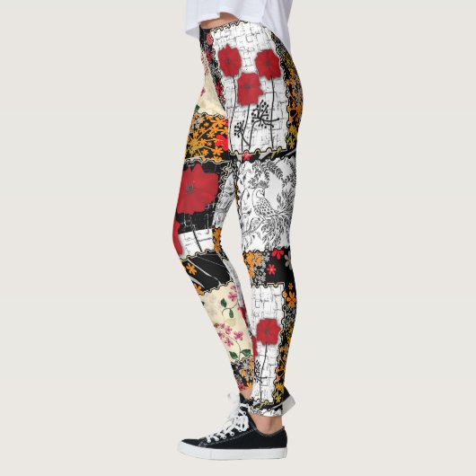 Naadloze retro  patchwork-patches leggings (Links)