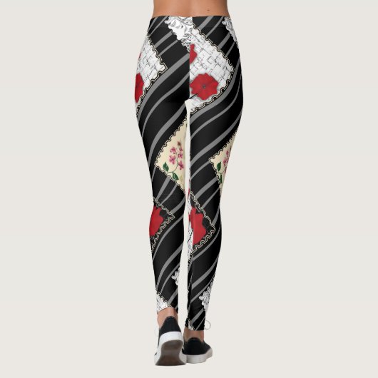 Naadloze retro patchwork-patches leggings (Achterkant)