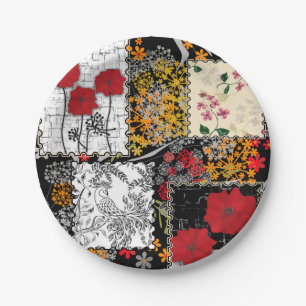 Naadloze retro  patchwork-patches papieren bordje