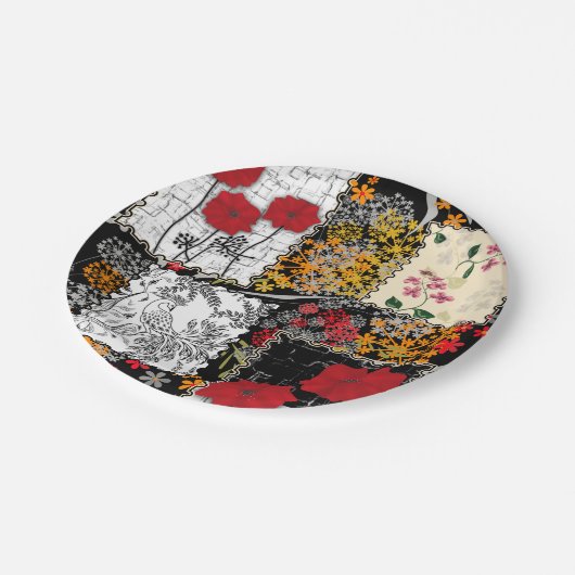 Naadloze retro  patchwork-patches papieren bordje (Gekanteld)