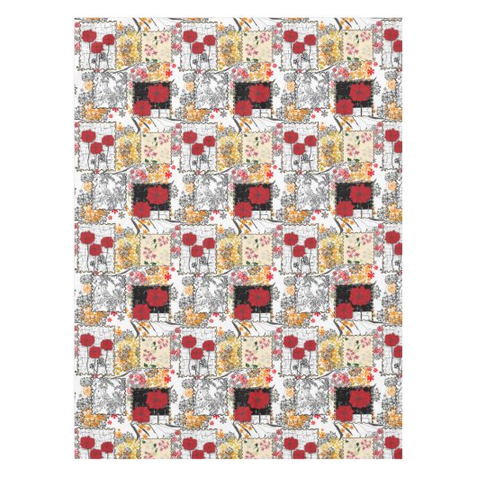 Naadloze retro patchwork-patches tafelkleed (Voorkant)
