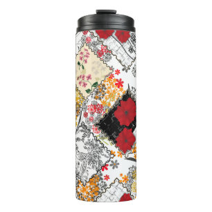 Naadloze retro  patchwork-patches thermosbeker