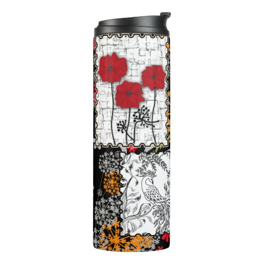 Naadloze retro patchwork-patches thermosbeker (Gedraaid links)