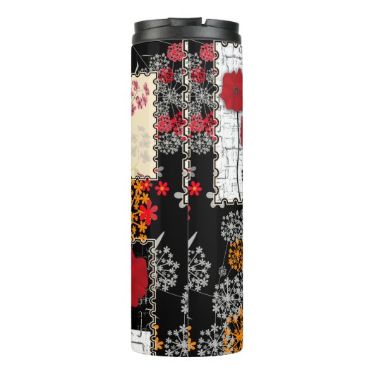 Naadloze retro patchwork-patches thermosbeker (Achterkant)