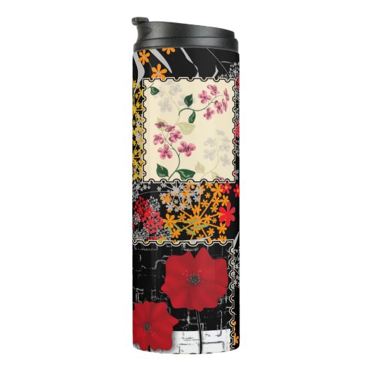 Naadloze retro  patchwork-patches thermosbeker (Geroteerd rechts)