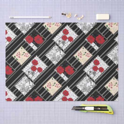 Naadloze retro patchwork-patches tissuepapier (Craft)