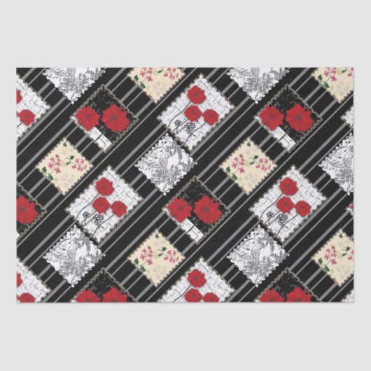 Naadloze retro patchwork-patches tissuepapier (Voorkant)