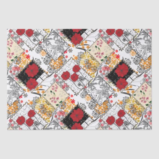 Naadloze retro patchwork-patches tissuepapier (Voorkant)