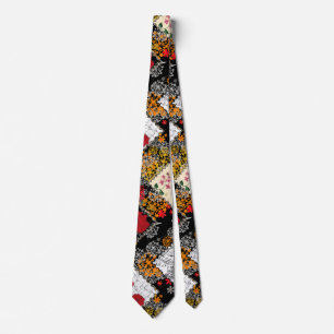 Naadloze retro  patchwork-poppies stropdas