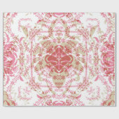 Naadloze retro romantische roze witte kant ornamen cadeaupapier (Vlak)
