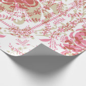 Naadloze retro romantische roze witte kant ornamen cadeaupapier (Hoek)