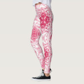 Naadloze retro romantische roze witte kant ornamen leggings (Links)