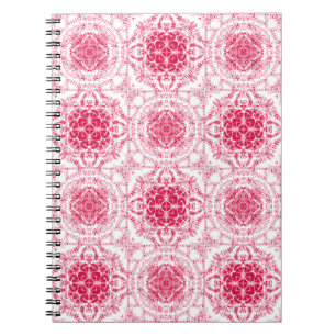 Naadloze retro romantische roze witte kant ornamen notitieboek