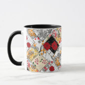 Naadloze retro vintage patchwork quiltwerk klaproz mok (Links)
