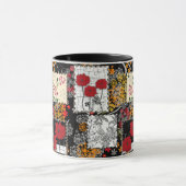 Naadloze retro vintage patchwork quiltwerk klaproz mok (Midden)