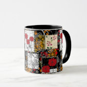 Naadloze retro vintage patchwork quiltwerk klaproz mok (Voorkant rechts)