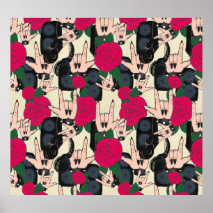 Naadloze rockmuziek, abstract patroon. poster