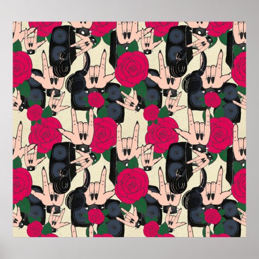 Naadloze rockmuziek, abstract patroon. poster (Voorkant)