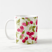 Naadloze rode cartoon kersen bessen een schattig p koffiemok (Links)