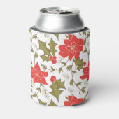 Naadloze rode kerstpunsettia groene euon blikjeskoeler (Blikje Achterkant)