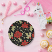 Naadloze rode kerstpunsettia groene euon papieren bordje (Feest)