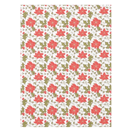 Naadloze rode kerstpunsettia groene euon tafelkleed (Voorkant)
